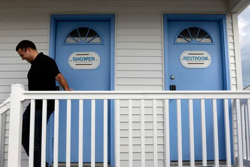 Calabrese built a new shower and restroom facility on his brand new dock.